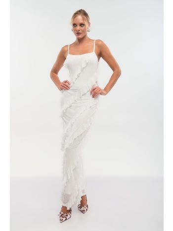 φόρεμα maxi με βολάν & στρας σε προσφορά