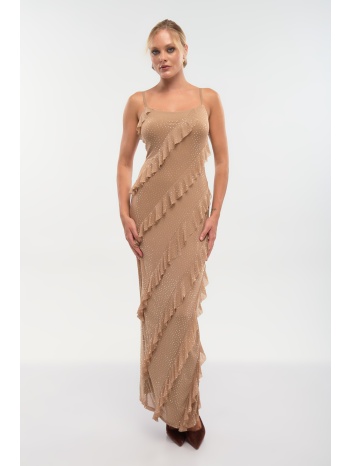 φόρεμα maxi με βολάν & στρας σε προσφορά