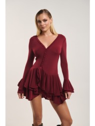 ολόσωμο σορτς-φούστα με βολάν & κουμπιά