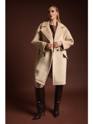 παλτό με υφή scuba & oversized γραμμή