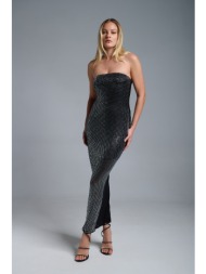 φόρεμα στράπλες maxi με στρας & εφαρμοστή γραμμή