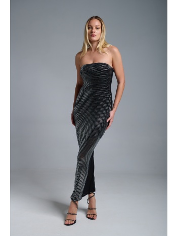 φόρεμα στράπλες maxi με στρας & εφαρμοστή γραμμή σε προσφορά