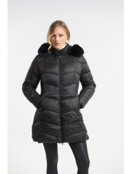 μπουφάν μακρύ puffer με κουκούλα & γούνα