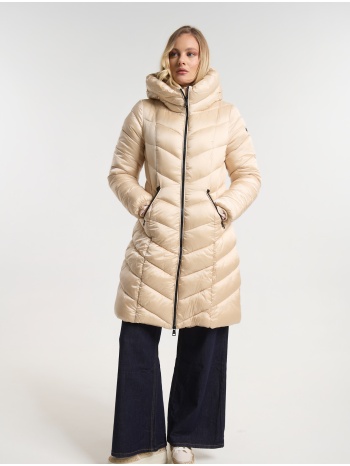 μπουφάν μακρύ puffer με κουκούλα & τσέπες σε προσφορά