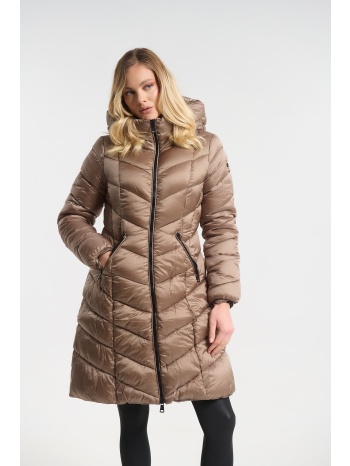 μπουφάν μακρύ puffer με κουκούλα & τσέπες σε προσφορά