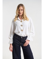 πουκάμισο με χρυσά διακοσμητικά & balloon μανίκια