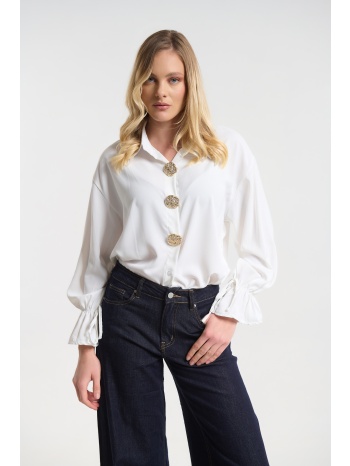 πουκάμισο με χρυσά διακοσμητικά & balloon μανίκια σε προσφορά