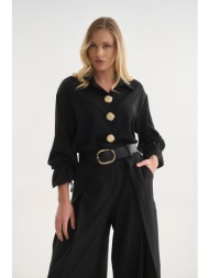 πουκάμισο με χρυσά διακοσμητικά & balloon μανίκια