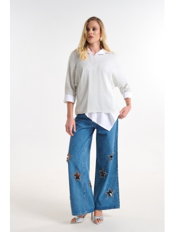 τζιν παντελόνι με διακοσμητικά αστέρια wide leg σε προσφορά