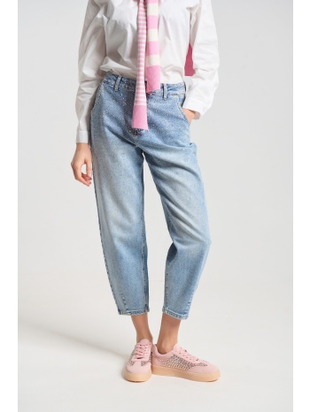 τζιν παντελόνι ψηλόμεσο balloon με στρας σε προσφορά