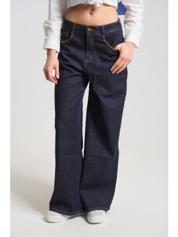 τζιν παντελόνι σκουρόχρωμο wide leg σε προσφορά