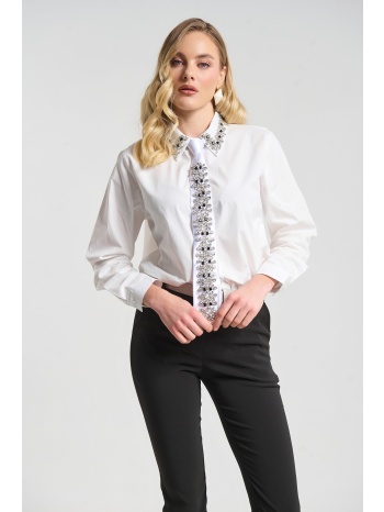 πουκάμισο με διακοσμητική γραβάτα & στρας σε προσφορά