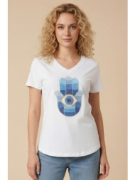 t-shirt με τύπωμα hamsa dejavu