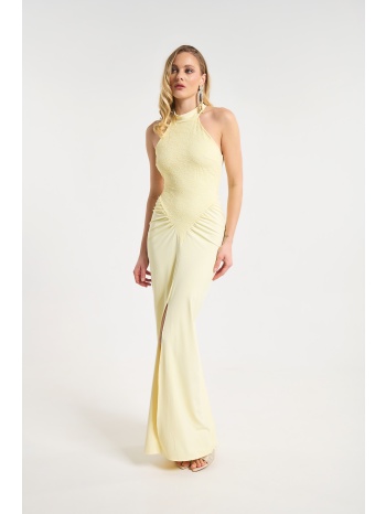 φόρεμα maxi halter με δαντέλα & σκίσιμο σε προσφορά