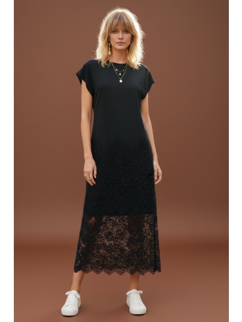 φόρεμα midi με δαντέλα dejavu