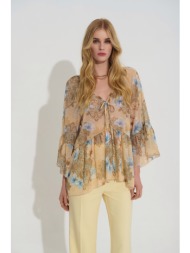 μπλούζα floral με βολάν μανίκια dejavu