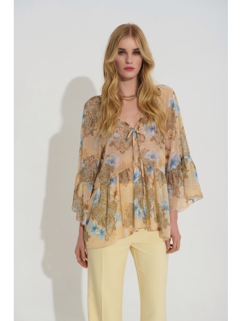 μπλούζα floral με βολάν μανίκια dejavu