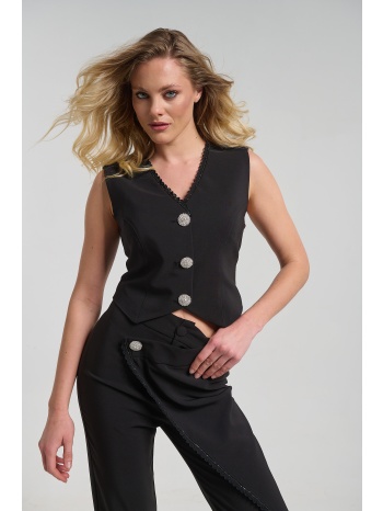 γιλέκο με δανδέλα & στρας dejavu