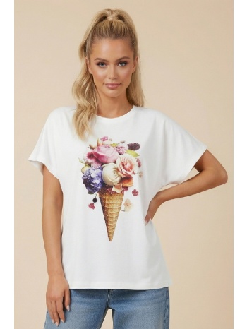 t-shirt με floral τύπωμα dejavu
