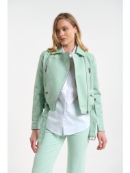 μπουφάν biker με φερμουάρ και ζώνη