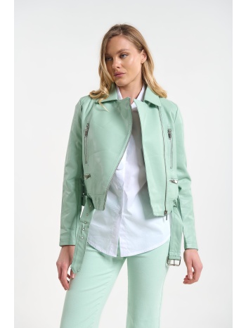 μπουφάν biker με φερμουάρ και ζώνη σε προσφορά