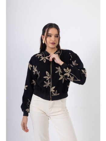 μπουφάν bomber με κέντημα open