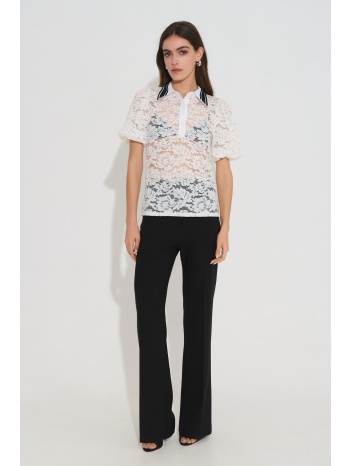 πουκάμισο δαντελένιο με ριγέ γιακά dejavu