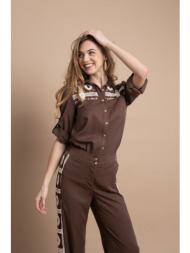 σετ open πουκάμισο & παντελόνι με κέντημα