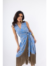 φόρεμα open maxi με κρόσσια