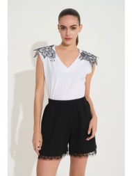 μπλούζα dejavu με δαντέλα στους ώμους