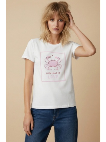 t-shirt με print καβουράκι και στρας