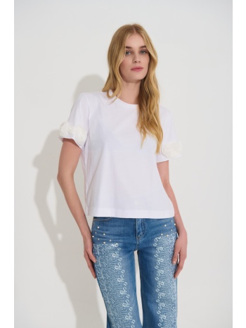 t-shirt dejavu με τριαντάφυλλα στους ώμους