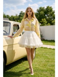 φούστα mini tulle με βολάν & εσωτερικό σορτς