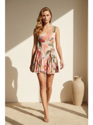 φόρεμα mini floral με cups & τιράντες