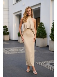 maxi φόρεμα με draped top & halter λαιμόκοψη