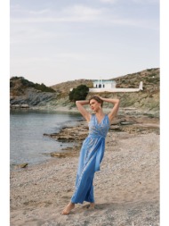 φόρεμα open maxi boho με print & ζώνη