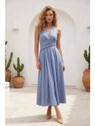 φόρεμα maxi halter με cups & δέσιμο
