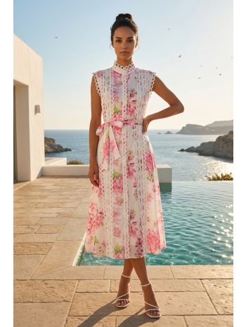 φόρεμα floral με δαντέλα & ζώνη σε προσφορά