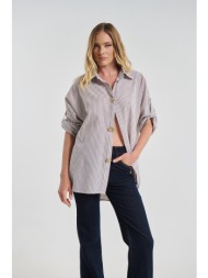 πουκάμισο ριγέ oversized με χρυσά διακοσμητικά