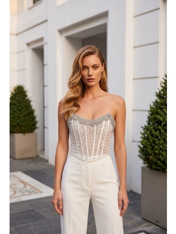 μπούστο strapless με strass & corset εφέ σε προσφορά