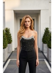 μπούστο strapless με strass & corset εφέ