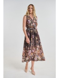φόρεμα floral αμάνικο maxi με ζώνη