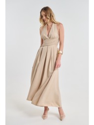 φόρεμα maxi halter με cups & δέσιμο