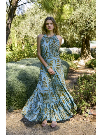 φόρεμα ble maxi με γεωμετρικό print σε προσφορά