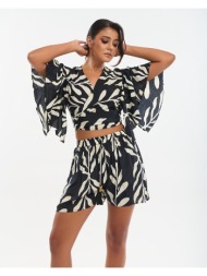 σετ ble τοπ & shorts με tropical print