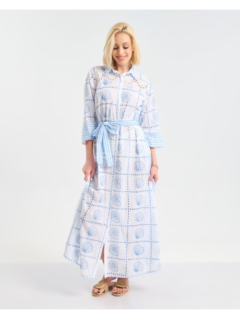 φόρεμα ble maxi με seashell print και ζώνη σε προσφορά