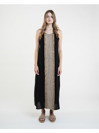φόρεμα ble maxi με ψάθινη boho λεπτομέρεια σε προσφορά