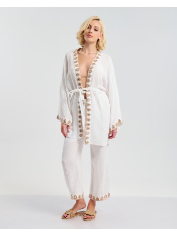 σετ ble kimono & παντελόνα με κέντημα σε προσφορά