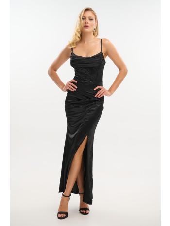 φόρεμα maxi satin με cups & σκίσιμο σε προσφορά