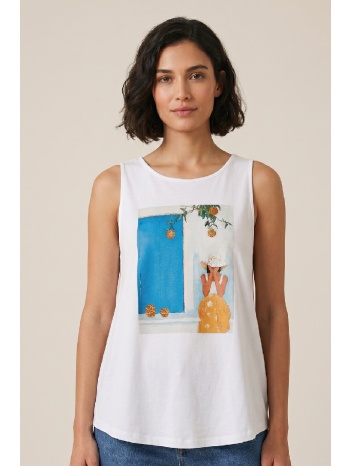 μπλούζα dejavu αμάνικη με summer print